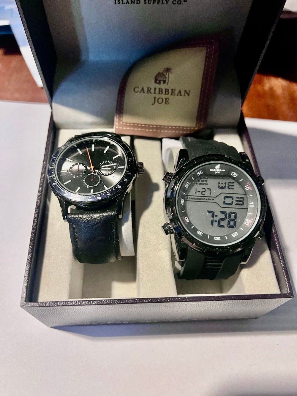 Caribbean Joe Island Supply Co. Men's 2-Watch Box Set - Brand New